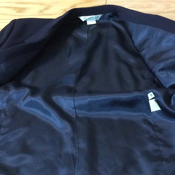 14 Austin Reed navy blue wool one button blazer - Picture 9 of 16